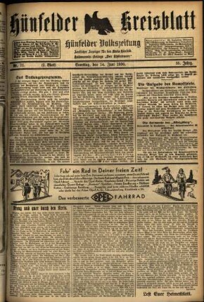 Zweite Ausgabe vom Samstag, den 14. Juni 1930.