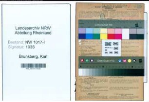 Entnazifizierung Karl Brunsberg , geb. 03.02.1903 (Behoerdenangestellter)
