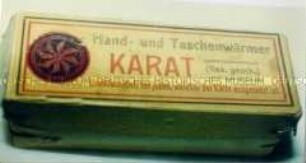 Hand- und Taschenwärmer "Karat" in Originalverpackung und mit Beipackzettel