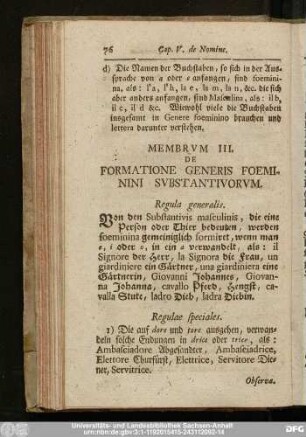 Membrum III. De Formatione Generis Foemini Substantivorum.