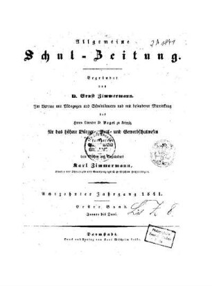 Titel : Erster Band ; Jan. - Jun.
