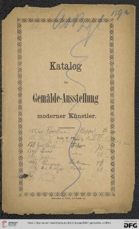 Katalog der Gemälde-Ausstellung moderner Künstler