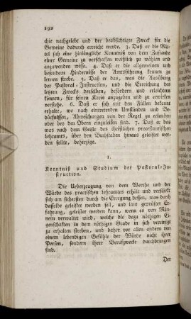Kenntniß und Studium der Pastoral-Instruction.