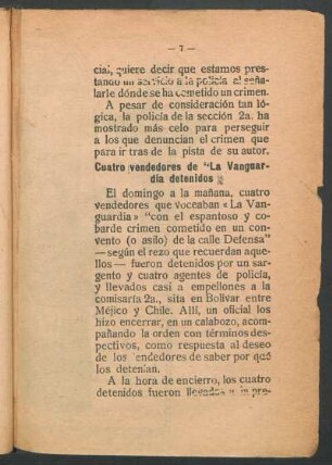 Cuatro vendedores de "La vanguardia detenidos"