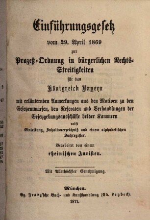 Neue Gesetze, Verordnungen etc. für das Königreich Bayern, 16,2. 1870