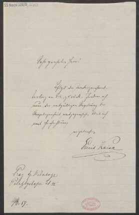 Brief an Adolph Fürstner : 11.11.1889
