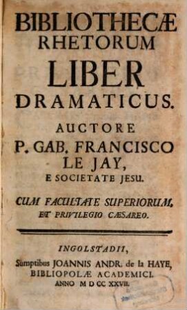 Bibliotheca Rhetorum, 5. (1727)