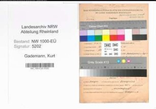 Entnazifizierung Kurt Gademann, geb. 01.04.1904 (Mechaniker)