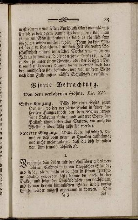 Vierte Betrachtung. Von dem verlohrnen Sohne. Luc. XV.