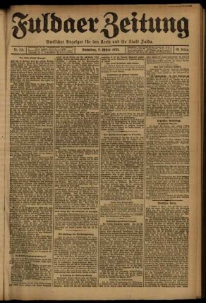 Erste Ausgabe vom Samstag, den 05. März 1921.