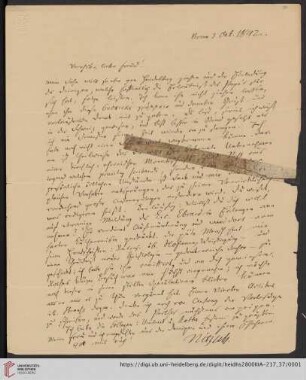 Korrespondenz Karl Immanuel Nitzsch / Carl Ullmann: Brief von Karl Immanuel Nitzsch an Carl Ullmann