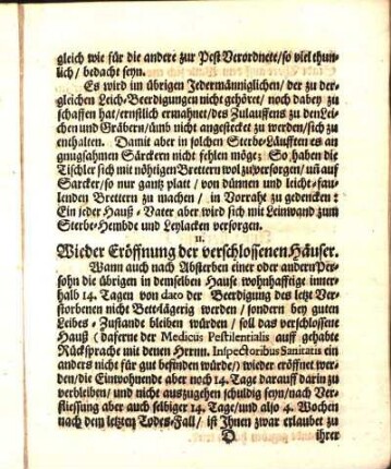 11. Wieder Eröffnung der verschlossenen Häuser.