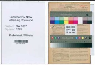 Entnazifizierung Wilhelm Krahwinkel , geb. 06.04.1905 (Betriebsmeister)