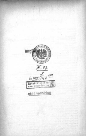 Stempel: Kön. pr. Ministerium des Innern Bibliothek