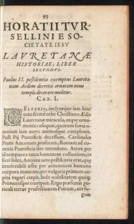 Horatii Tursellini E Societate Iesu Lauretanae Historiae, Liber Secundus.