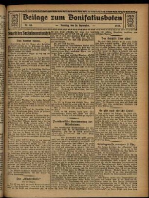 Zweite Ausgabe vom Sonntag, den 26. September 1926.