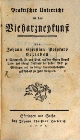 Praktischer Unterricht in der Vieharzneykunst