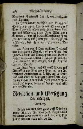 Reduction und Ubersetzung der Wechsel.