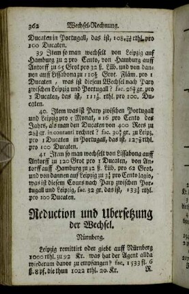 Reduction und Ubersetzung der Wechsel.