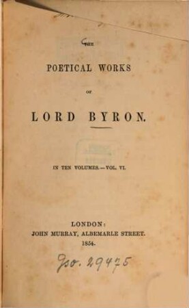 The poetical works of Lord Byron : In 10 vol.. 6