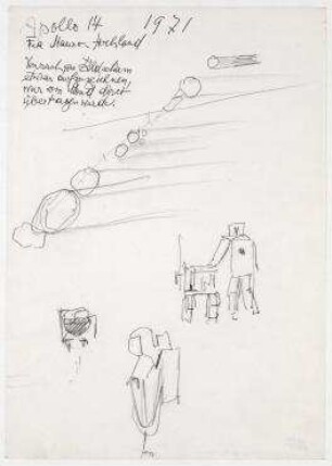 Apollo 14. Skizze zur Mondlandung der Apollo14