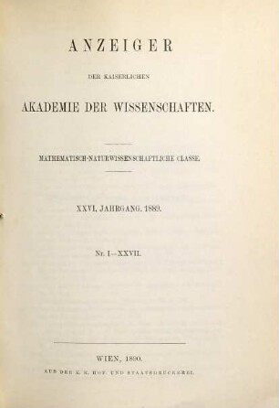 Anzeiger. 26. 1889