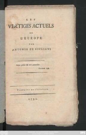 Les Vertiges Actuels De L'Europe