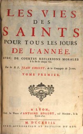 Les Vies des Saints, 1