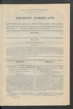Número 25. - Buenos Aires, Julio 23 de 1851.