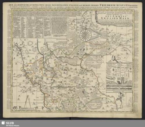 Accurate Geographische Delineation Der In Dem Meisnischen Creisse Des Churfürstenthums Sachsen Liegenden Dioeces Oder Des Ammtes Grossen Hayn : Sammt Ihren Staedten Flecken und Dorfschaften …