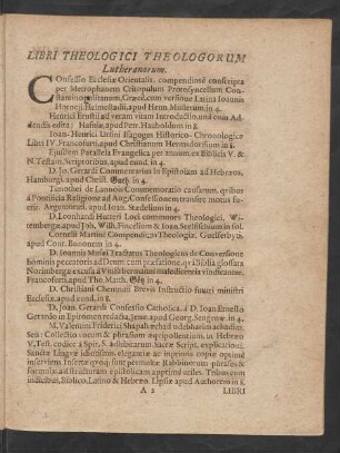 Libri Theologici Theologorum Lutheranorum.