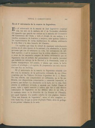 En el 5° aniversario de la muerte de Ingenieros