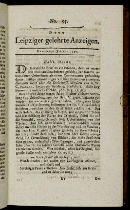 No. 55. Den 11ten Julius 1791.
