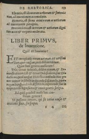 Liber Primus, de Inventione.