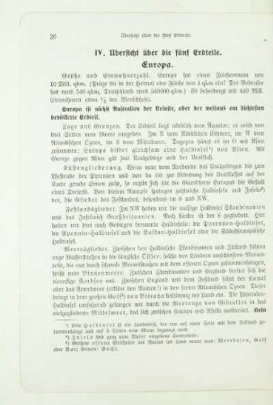 IV. Übersicht über die fünf Erdteile