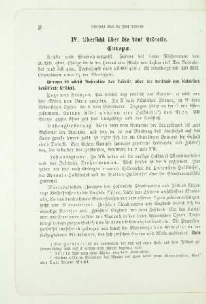 IV. Übersicht über die fünf Erdteile