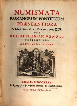 Numismata Romanorum Pontificum praestantiora