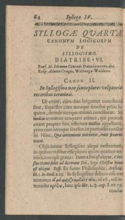 Syllogae Quartae Canonum Logicorum