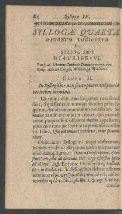 Syllogae Quartae Canonum Logicorum