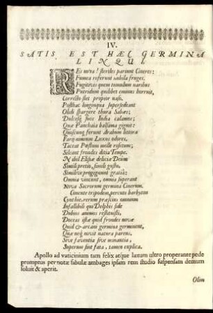 IV. Satis Est Haec Germina Linqui,