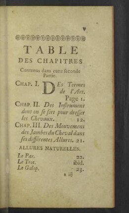Table des chapitres