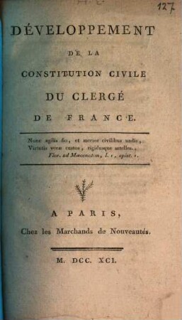 Développement de la constitution civile du clergé de France