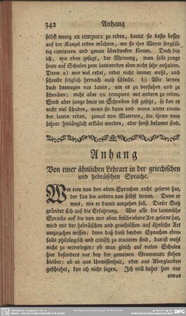 Anhang Von der ähnlichen Lehrart in der griechischen und hebräischen Sprache