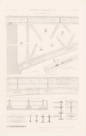 Moselbrücke der Staatsbahn, Koblenz-Güls: Details (aus: Atlas zur Zeitschrift für Bauwesen, hrsg. v. F. Endell, Jg. 31, 1881)