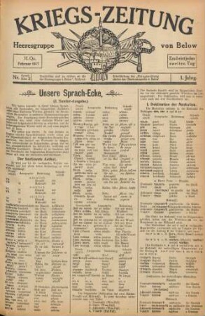 2.1917: Kriegs-Zeitung der Heeresgruppe Scholtz