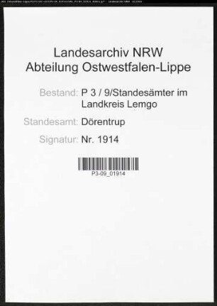 Sterberegister Standesamt Dörentrup