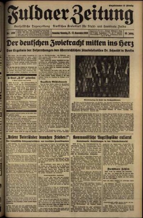 Erste Ausgabe vom Sonntag, den 22. November 1936.