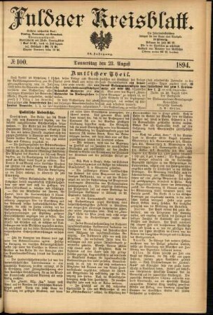 Ausgabe vom Donnerstag, den 23. August 1894.
