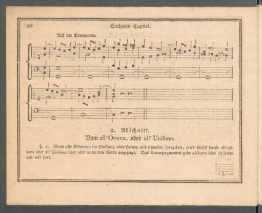 2. Abschnitt. Vom all' Ottava, oder all' Unisono