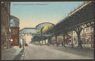 Ansichtskarte Hochbahnstation Prinzenstraße, koloriert
